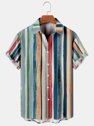 T-shirts pour hommes chemise pour hommes 3D rayé imprimé décontracté mode sable hauts été surdimensionné vêtements Streetwear gothique hommes chemise hawaïenne 5XL 230601