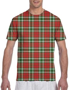 Camisetas para hombres Camisa para hombres Casual Red and Green Plaid Manga corta de gran tamaño T Ropa para hombres