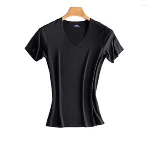 Camisetas para Hombre Camisa para Hombre Camiseta Sin Costuras De Seda Hielo De Verano con Cuello En V Camisetas Deportivas De Secado Rápido De Sección Delgada para Hombres Top