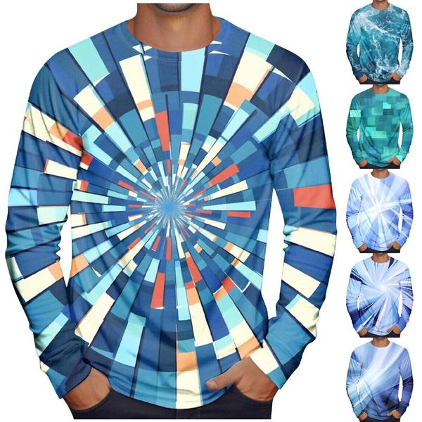 Camisetas para hombre Camisa con cuello redondo Ropa Ropa Al aire libre Manga larga Estampado Diseñador de moda Vintage Casual Fin de semana Camiseta diaria