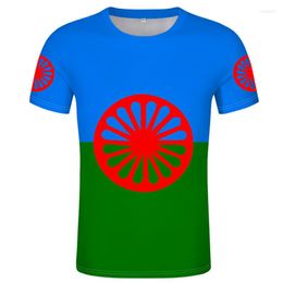 Heren t shirts shirt rom zigeuner vlag van de Romani People print po logo kleding aanpasbaar