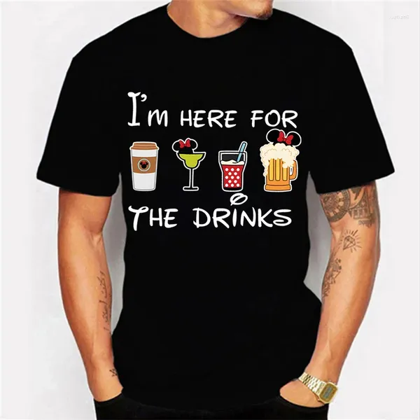Camisetas para hombres camiseta tops de manga corta camisetas estoy aquí solo para la bebida hombres camiseta camisetas negras camisetas macho harajuku ropa