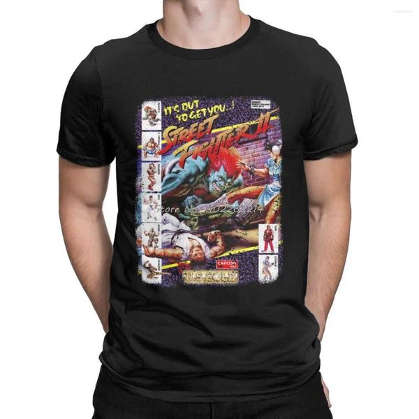 T-shirts pour hommes chemise Street Fighter II couverture en coton Vintage à manches courtes t-shirts à col rond T-shirt surdimensionné Anime