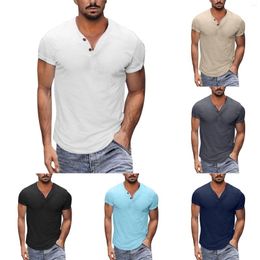 T-shirts hommes chemise grands hommes moyen été polyvalent plage manches courtes décontracté couleur unie