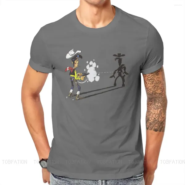 Camisetas para hombre, camiseta de dibujos animados de Lucky Luke, camiseta Vintage alternativa grande con cuello redondo, grandes ventas, ropa de calle Harajuku