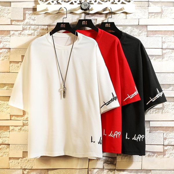 T-shirts pour hommes à manches courtes noir blanc hip hop corée mode chemise 2023 été streetwear t-shirt top t-shirts vêtements décontractés surdimensionné 5XL