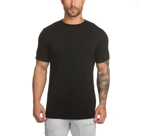 Camisetas para hombre Camiseta de manga corta diseñada a la moda para hombre, camiseta fresca de algodón suave y transpirable, ropa de culturismo, camisa de marca T02