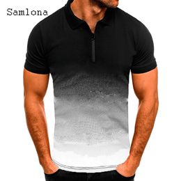 T-shirts pour hommes T-shirt à manches courtes à la mode Gradient Plus Size 4xl 5xl Hommes Polo Shirt Zipper Up Top Male Streetwear Lepal Collar Pulls 230313