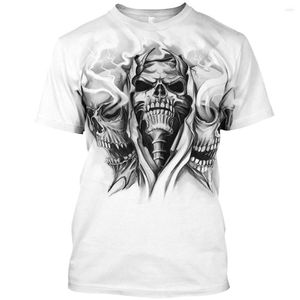 T-shirts pour hommes à manches courtes T-shirt à col rond Sweat-shirt décontracté Impression de crâne 3D pour hommes Vêtements unisexes surdimensionnés Homme Camisa