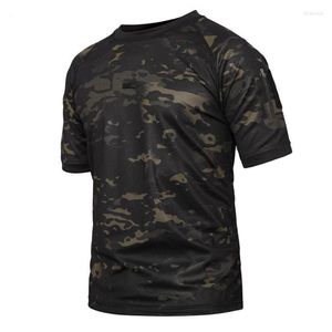 T-shirts pour hommes T-shirts à manches courtes T-shirt de combat à séchage rapide T-shirt de l'armée T-shirt tactique de camouflage Casual Homme Randonnée en plein air Chasse 5XL