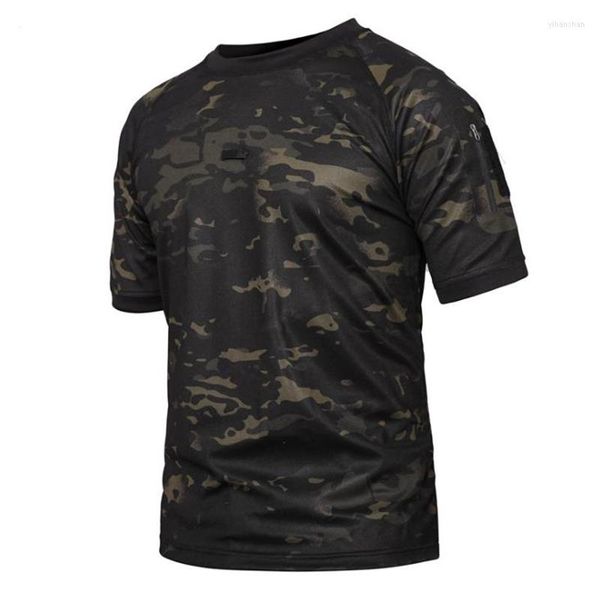 Camisetas de manga corta para hombre, camiseta de combate de secado rápido, camiseta militar, camisa táctica de camuflaje, informal para hombre, senderismo al aire libre, caza, 5XL