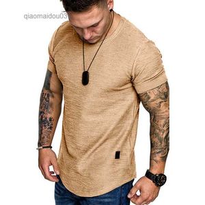 Camisetas para hombres Camisa de manga corta Camisa de streetwear Hip Hop Camiseta de verano Hombres Longline curva Fitness Camiseta Slim Funny Camiseta Plus Tamaño M-3xll2404