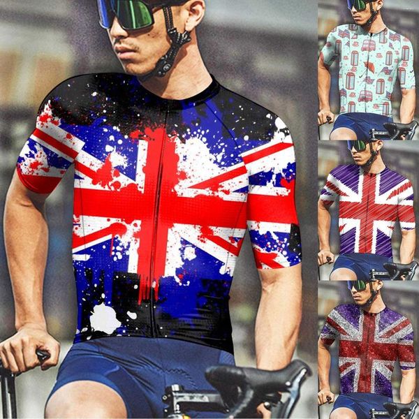 T-shirts pour hommes T-shirts à manches courtes Tee-shirt pour hommes Drapeau britannique Slim Casual Chemise à manches respirantes Cyclisme Grands hommes Mode