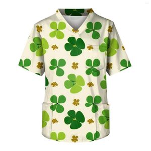 T-shirts pour hommes à manches courtes col en v imprimé saint-Patrick poche poitrine soin haut T-shirts t-shirt hommes vêtements