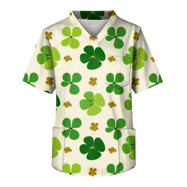 Camisetas de manga corta con cuello en V para hombre, camisetas con estampado del Día de San Patricio, Top con bolsillo en el pecho, ropa para hombre