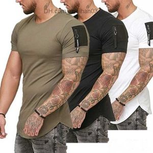 T-shirts pour hommes à manches courtes fermeture éclair épaule Streetwear Hip Hop été t-shirt hommes palangre ourlet incurvé t-shirt mince drôle t-shirt grande taille M3XL Z230706