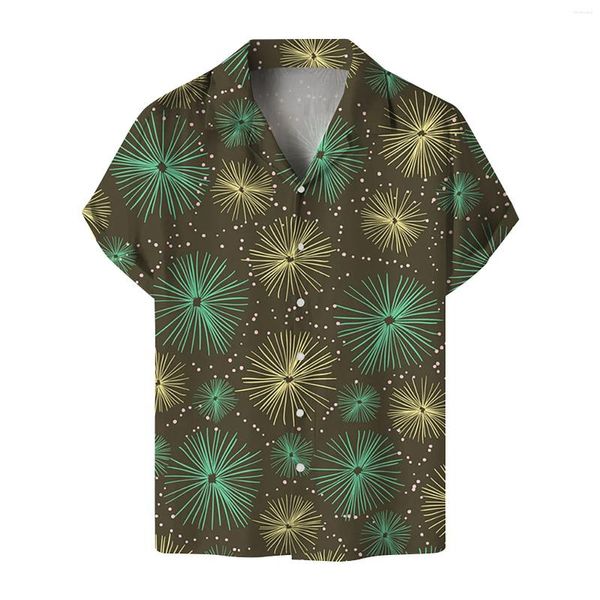 T-shirts pour hommes Chemise à manches courtes Chemise masculine Coupe régulière Casual Hawaiianss pour hommes Été Imprimé Bouton Up Blouse Mens Beach Hombre