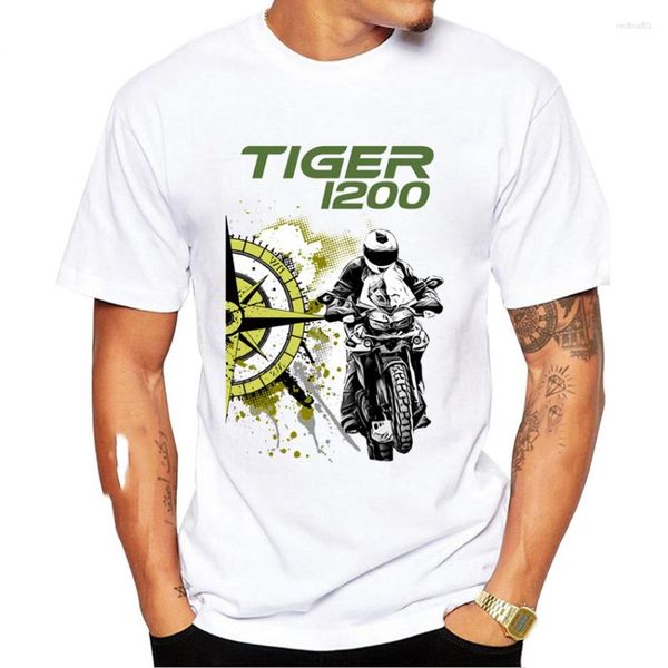 Camisetas para hombre Camiseta de manga corta Camisa clásica con diseño de tigre 800 900 1200 Deportes de motocicleta Casual Blanco