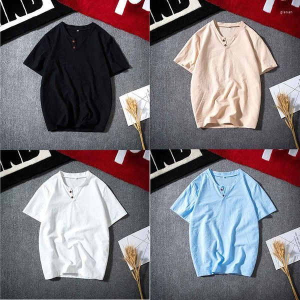 T-shirts pour hommes T-shirt à manches courtes Retro Trendy Cotton And Linen Thin Menswear