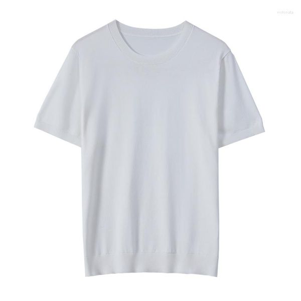 Camisetas de manga corta para hombre, camiseta de verano de seda helada Cool 2023, suéter de cuello redondo de algodón mercerizado para hombre