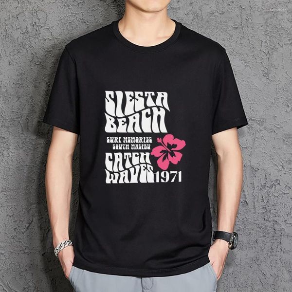 Camisetas para hombre Siesta Beach Catch Waves 1971, camisetas estampadas para hombre, ropa gráfica Vintage, camiseta deportiva de algodón Harajuku diaria