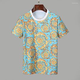 T-shirts pour hommes en soie de luxe baroque rétro imprimé T-shirt de style britannique concepteur hommes d'été en plein air surdimensionné