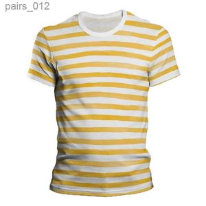 T-shirts voor heren eenvoudige zwart en wit gestreepte gedrukte T-shirt Summer Fashion Mens Beach T-shirt Dames Casual Sports korte mouwen Top T-shirt YQ240415