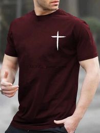 T-shirts voor heren eenvoudige handschrift Cross Print Mens losse oversized T-shirt zomer katoen Korte mouwen Casual T-shirt H240408