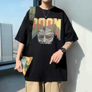 Camisetas para hombres Singer Mf Doom Print camiseta hombre casual suelto streetwear hombres mujeres vintage de gran tamaño camisetas de moda tops masculino cuello redondo camiseta J230217