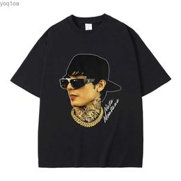 Camisetas para hombres Cantante Natanael Cano Nata Montana Cabeza Camiseta Mens Hip Hop Ropa de roca unisex Capelada de algodón de algodón macho Teesl2404