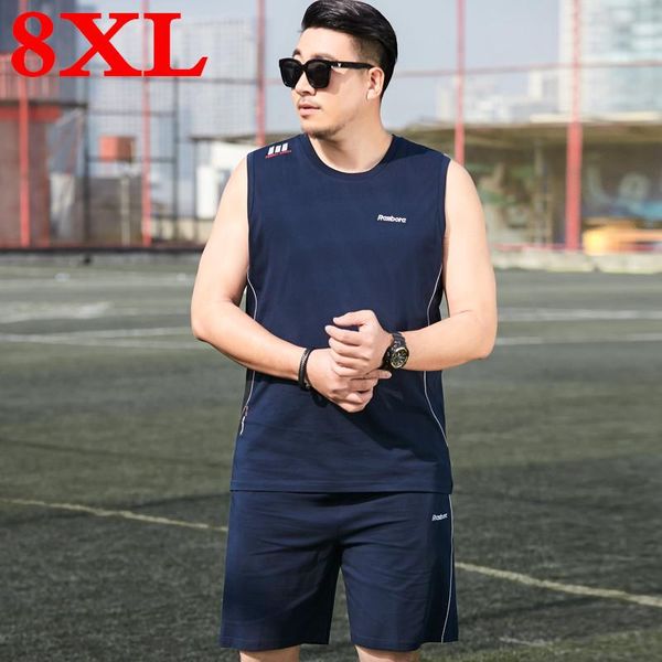 T-shirts pour hommes Taille 7XL Big Plus 8XL Arrivées Hommes Coton T-shirt Top Shorts Été Deux Pièces Sans Manches Casual Tee-shirts SetMen's