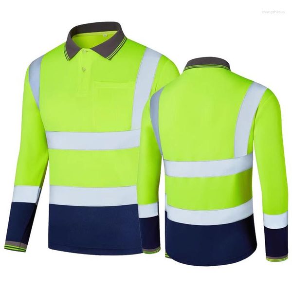 T-shirts pour hommes taille S-6XL travail de sécurité haute visibilité pour hommes à manches longues deux tons vêtements de Construction haute visibilité