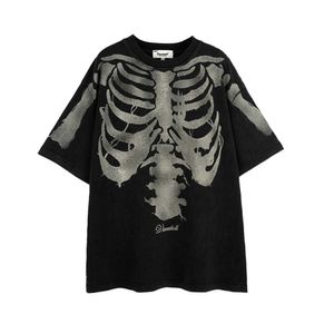 Camisetas para hombres Skeleton Graphic Grunge Y2k T Shirts Hombres de gran tamaño Vintage Goic Cloes 2023 Verano Anime Streetwear Harajuku Tops de algodón Tees