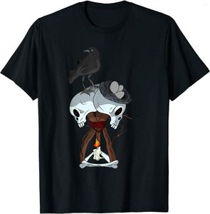 Camisetas para hombre, Camiseta de algodón de Hip Hop con diseño de cuervo hexagonal y Calavera, pantalón corto informal, camisetas de manga, Tops