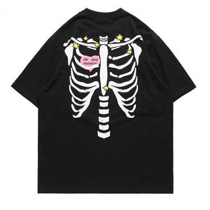 T-shirts voor heren schedelprint katoen t-shirt heren gotisch oversized streetwear hiphop punk rock t-shirts harajuku tees mode korte mouw tee top g230309