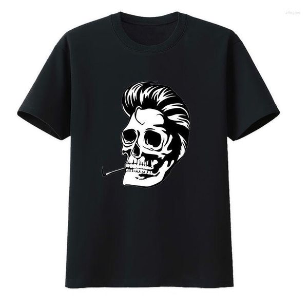 Camisetas para hombre Camiseta de algodón con diseño de calavera para fumar Camisa Tech Top Y2k Tops Camisetas geniales Hombre Miles Morales Ropa transpirable para hombre Kpop