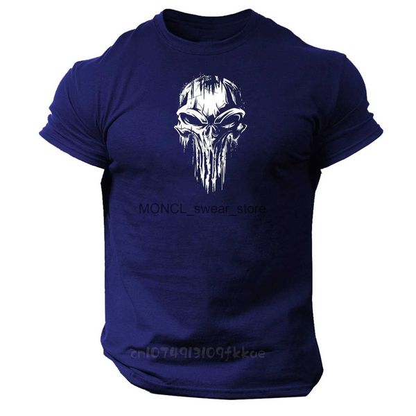 T-shirts pour hommes Skull T-shirt Gym Vêtements Bodybuilding Entraînement Entraînement Exercice Boxe MMA Top Mode Hommes Ajustés Fitness Été Premium TeesH24131