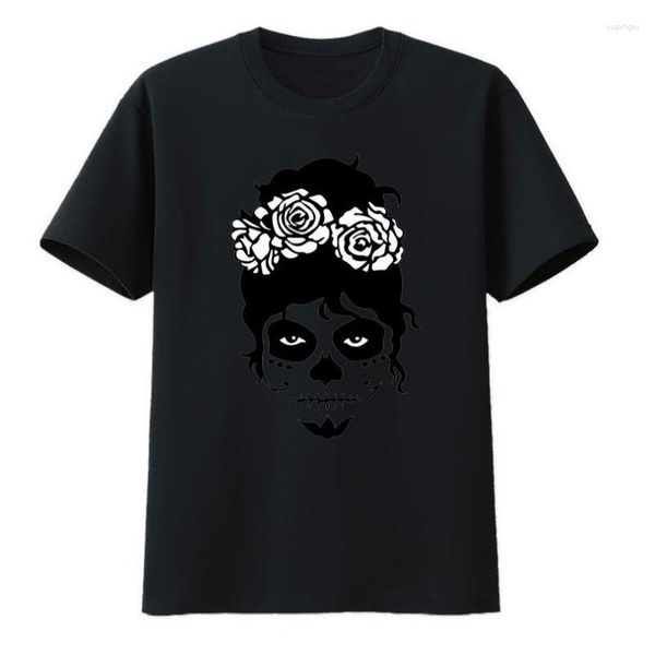 T-shirts pour hommes Crâne avec une fleur dessus T-shirt en coton respirant Zevity Top Y2k Vêtements Humor Original Graphic Tee Pattern Tech