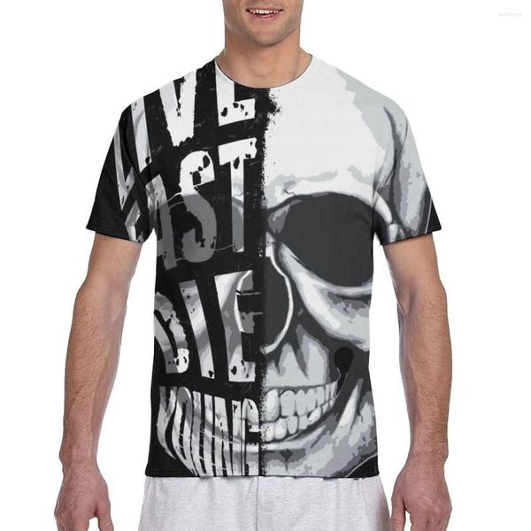 T-shirts pour hommes Crâne avec Live Fast Die Jeune Mode T-shirt Hommes 2023 Été Col rond T-shirt T-shirt