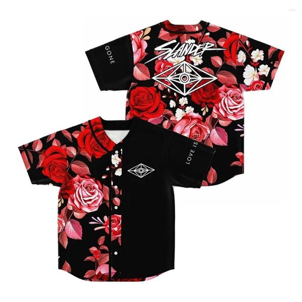 Camisetas para hombre Slander Love Is Gone Merch Rose Baseball Jersey camisa con cuello en V camiseta de manga corta mujeres hombres ropa de calle ropa de Hip Hop