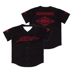 T-shirts voor heren Laster Merch Zwart Rood Festival Baseball Jersey Tops V-hals Korte mouw Dames Heren Streetwear Modekleding