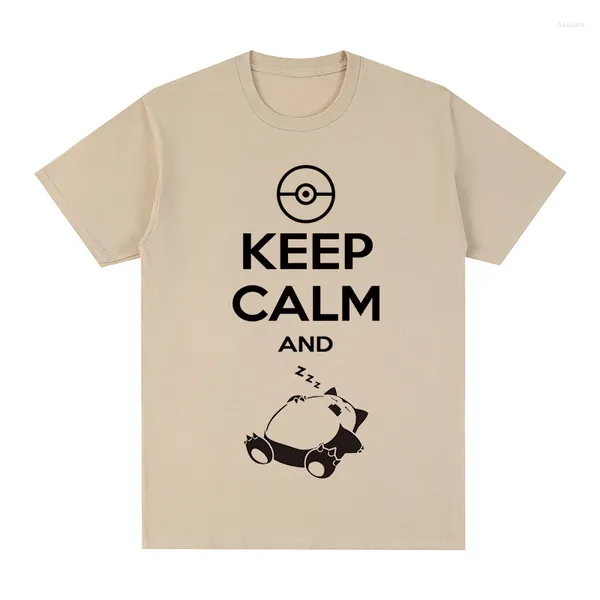 Camisetas para hombre, camiseta para dormir, Keep Clam And Carry On, Camiseta de algodón Vintage para hombre, camisetas para mujer