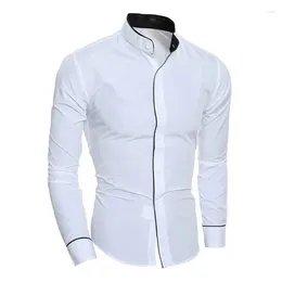 T-shirts pour hommes Coupe ajustée Classique Solide Simple Col montant Chemise Épissure personnalisée Cardigan Sous-couche