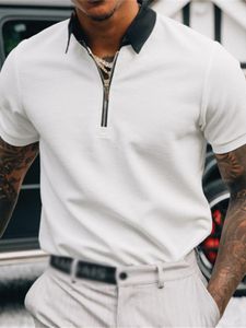 Camisetas de hombre Slim Polo de verano de manga corta de punto sólido Turn-down Collar Pullover Tops Casual para hombre ropa
