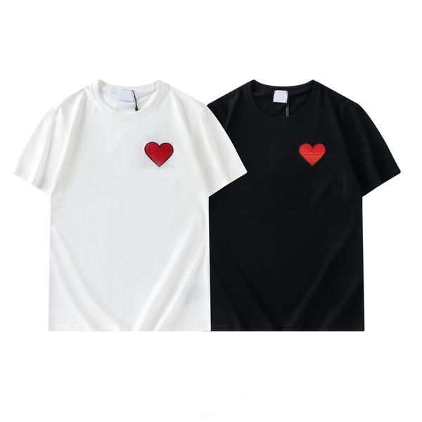 Camisetas para hombre Manga corta para hombre Sección básica blanca Letras bordadas en forma de corazón decoradas Moda manga corta