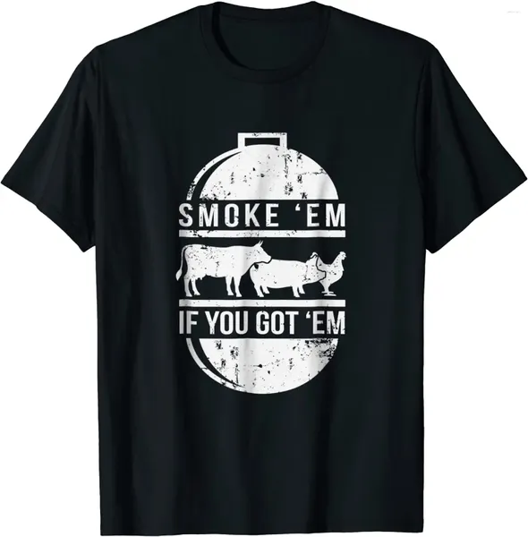 T-shirts pour hommes fumez Em si vous avez un barbecue T-Shirt fête des pères rétro hommes t-shirts couverture en coton t-shirts Design