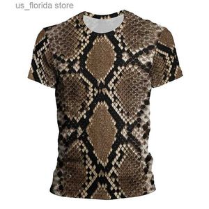 T-shirts pour hommes T-shirt à motif de serpent Vintage Hommes Casual T Horreur Graphique Peau de serpent 3D Imprimer T-shirts Rétro Strtwear Mode Femmes Vêtements Y240321