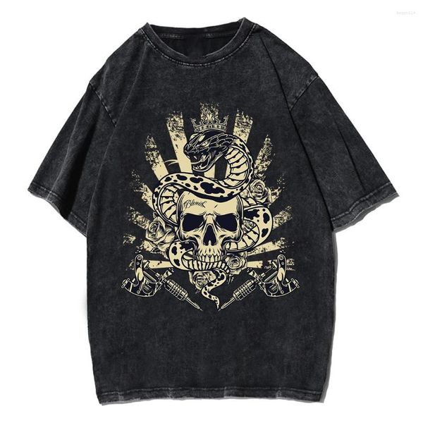 T-shirts pour hommes Snake Skull Y2K T-Lavage Torsa