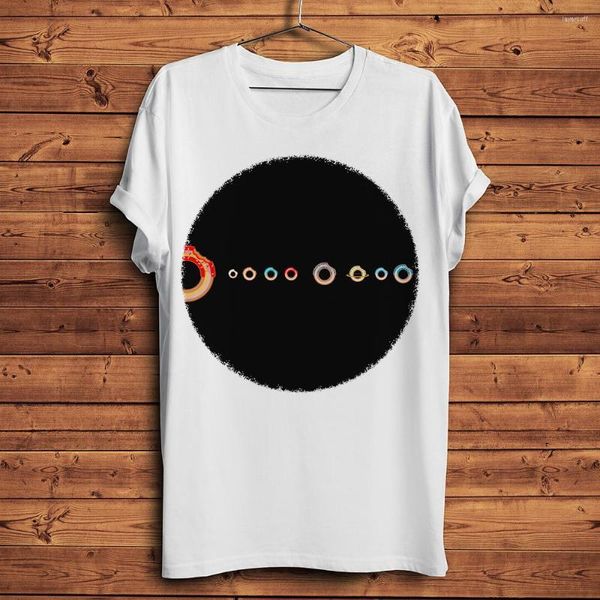 T-shirts pour hommes Système solaire Planète Donut Donuts Univers Chemise drôle Hommes Femmes Blanc Casual Homme Astrophile Geek Tshirt Unisexe Tee