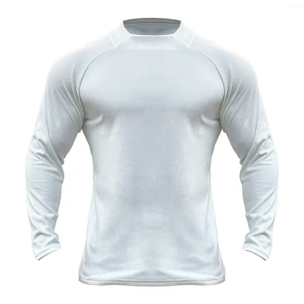 Camisetas para hombre Color sólido Al aire libre Casual Cuello redondo Manga larga Deportes Paquete para hombre de hombre alto equipado para hombres